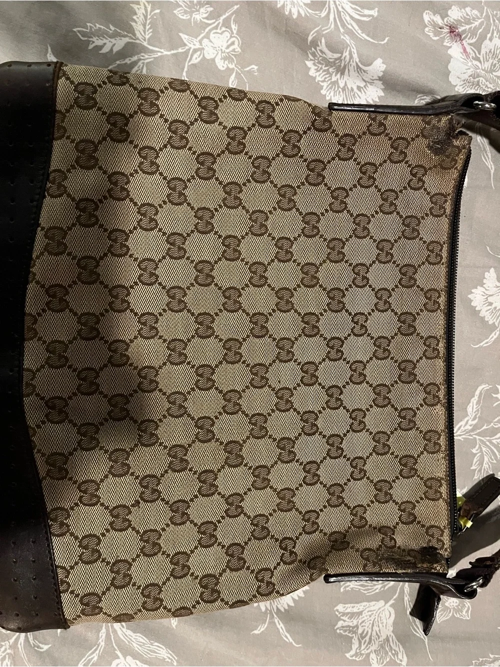 Gucci Beige and Brown GG Canvas Crossbody Bag